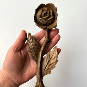Wooden Rose Wall Art Decor, Carved Wood Flower, Carved Floral Wood, Large Flower Wood 3d, Gift for Housewarming