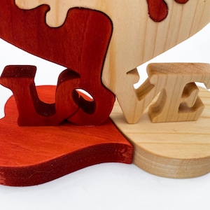Letrero de amor de madera, soporte de amor, soporte de corazón de madera, corazón de madera de San Valentín, regalo de madera de San Valentín para ella, decoración de madera de amor