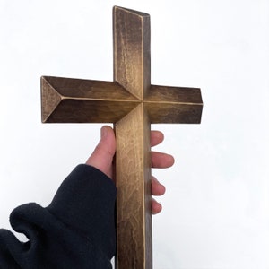 Carved Wooden Cross, Catholic Crucifix Wall, Hanging Cross Large, Simple Cross Religious Decor, Decorative Crosses Gift for Home