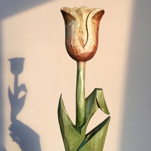 Wooden Tulips, Carved Wood Flowers, Seasonal Flowers, Tulips Ornament, Floral wood Carving, Wooden Flower Gift for Mom