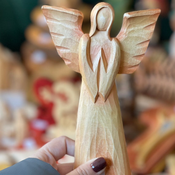 Angel sitting, wood sculpture carving - Wooden Gifts SOLY