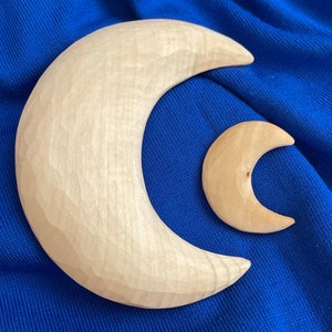 Aus Holz geschnitzter Mond, unvollendete hängende kleine Monde, Halbmond und Sterne 3d, DIY Craft Outhouse Dekorationen, Holzformen Versorgung