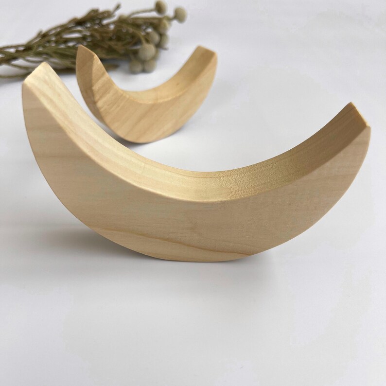 Unfinished Wooden Crescent Moon Cutout, Wood Moon Blank Ornament for