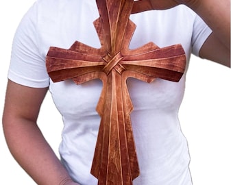 Hand Carved Wooden Cross, Crucifix Wall Hanging, Personalized Crosses, Large Christian Decoration for Home, Front Door Rustic Art