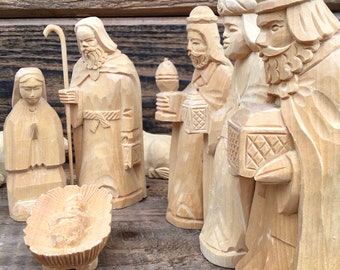 Wooden Nativity Set, Christmas Nativity Set, Hand Nativity, Nativity Bethlehem, Nativity Figurines, Carved Nativity