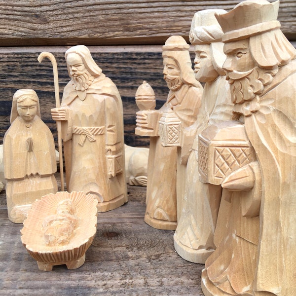 Wooden Nativity Set, Christmas Nativity Set, Hand Nativity, Nativity Bethlehem, Nativity Figurines, Carved Nativity