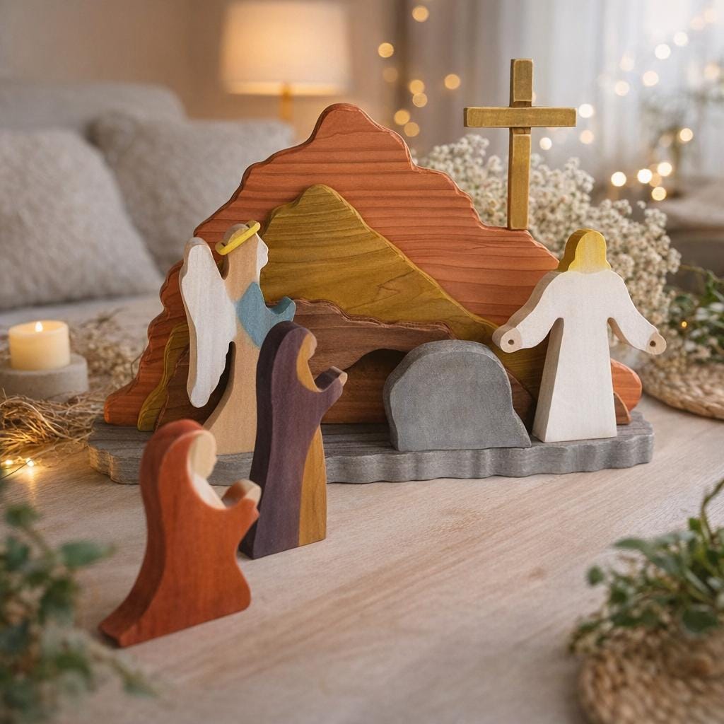 Decorazione Pasquale In Legno Fatta A Mano – Presepe Pasquale E Scene Di Pasqua Per Tavola E Casa