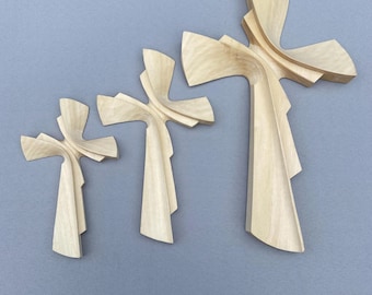 Wooden Small Crucifix, Carved Cross, Christian Simple Crosses, Hanging Gift, Wood Wall Art Decor, Cross for Entryway