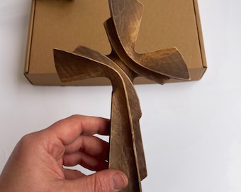 Cruz de madera para colgar en la pared, crucifijo moderno tallado católico, regalo religioso cristiano de madera