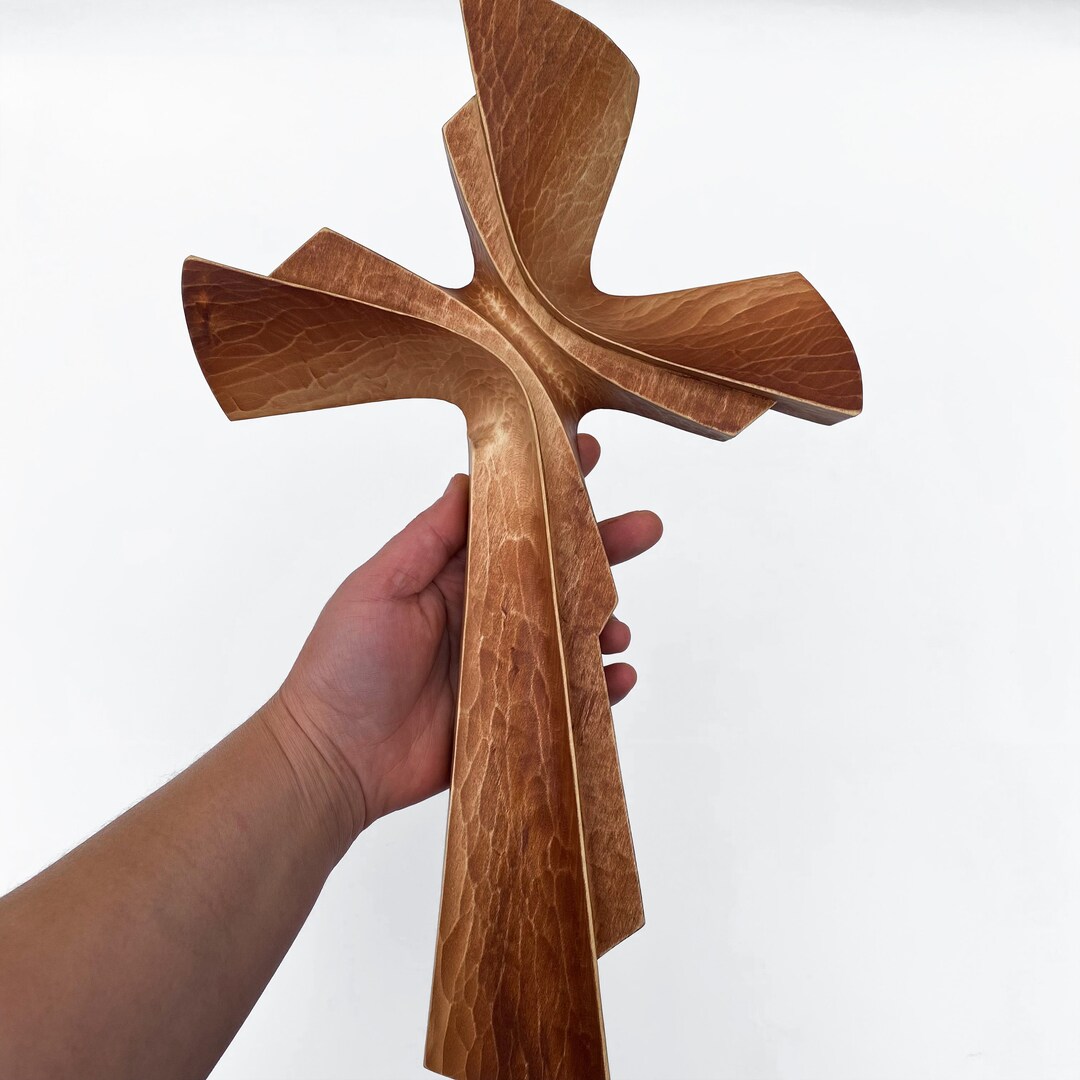 Modern Cross Wall, Wooden Cross, Large Crucifix, Carved Cross, Catholic