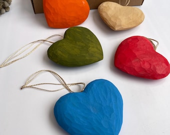 Wooden Hand Carved Hanging Heart, Rustic Farmhouse Wall Decor, Anniversary or Valentine’s Gift
