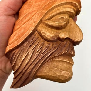 Wood Tree Spirit Face Carving Sculpture for Wall, Fantasy Figurine, Carved Wood Head, Rustic Wood Faces Wall Art, Wood Funny Friendship Gift