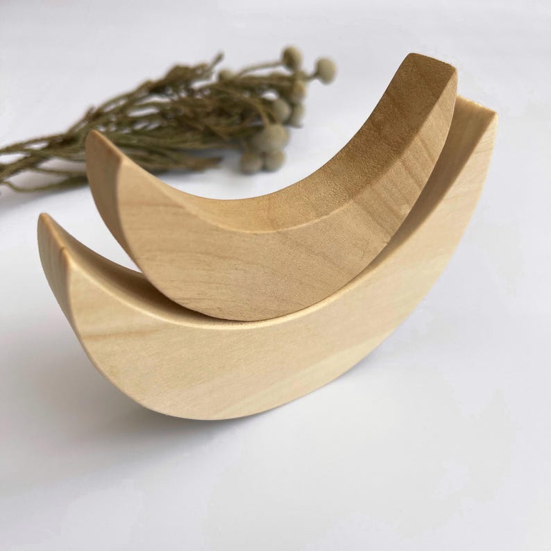 Unfinished Wooden Crescent Moon Cutout, Wood Moon Blank Ornament for