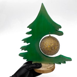 Wooden Christmas Tree on Slices, Large Wooden Trees, Winter Tree Decor, Wood Tree Cutouts, Table Decor, Hand Painted Trees 3d
