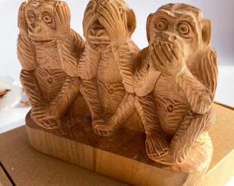 ヴィンテージの三猿の木彫り彫刻 - Etsy 日本