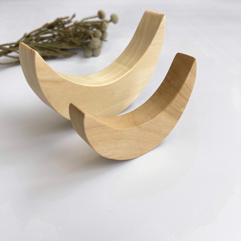 Unfinished Wooden Crescent Moon Cutout, Wood Moon Blank Ornament for