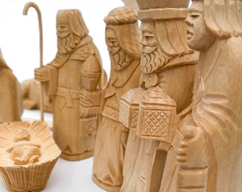 Conjunto de Natividad de Madera, Figuras de Natividad, Nacimiento de Jesús, Regalos de Madera de Natividad, Decoración de Madera de Natividad, Escena de Natividad, Natividad Tallada