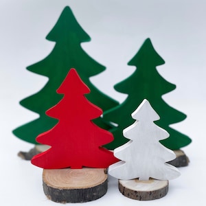 Christmas Standing Trees, Small and Large Wooden Trees Decoration, Modern Tree 3d, Painted Tree Shelf Sitter, Tree Cutout, Holiday TableTop