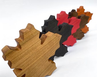 Wooden Fall Leaves, Wood Maple Leaf Cutout, Standing Table Decor, Painted Autumn Ornament, Small Thanksgiving Gift