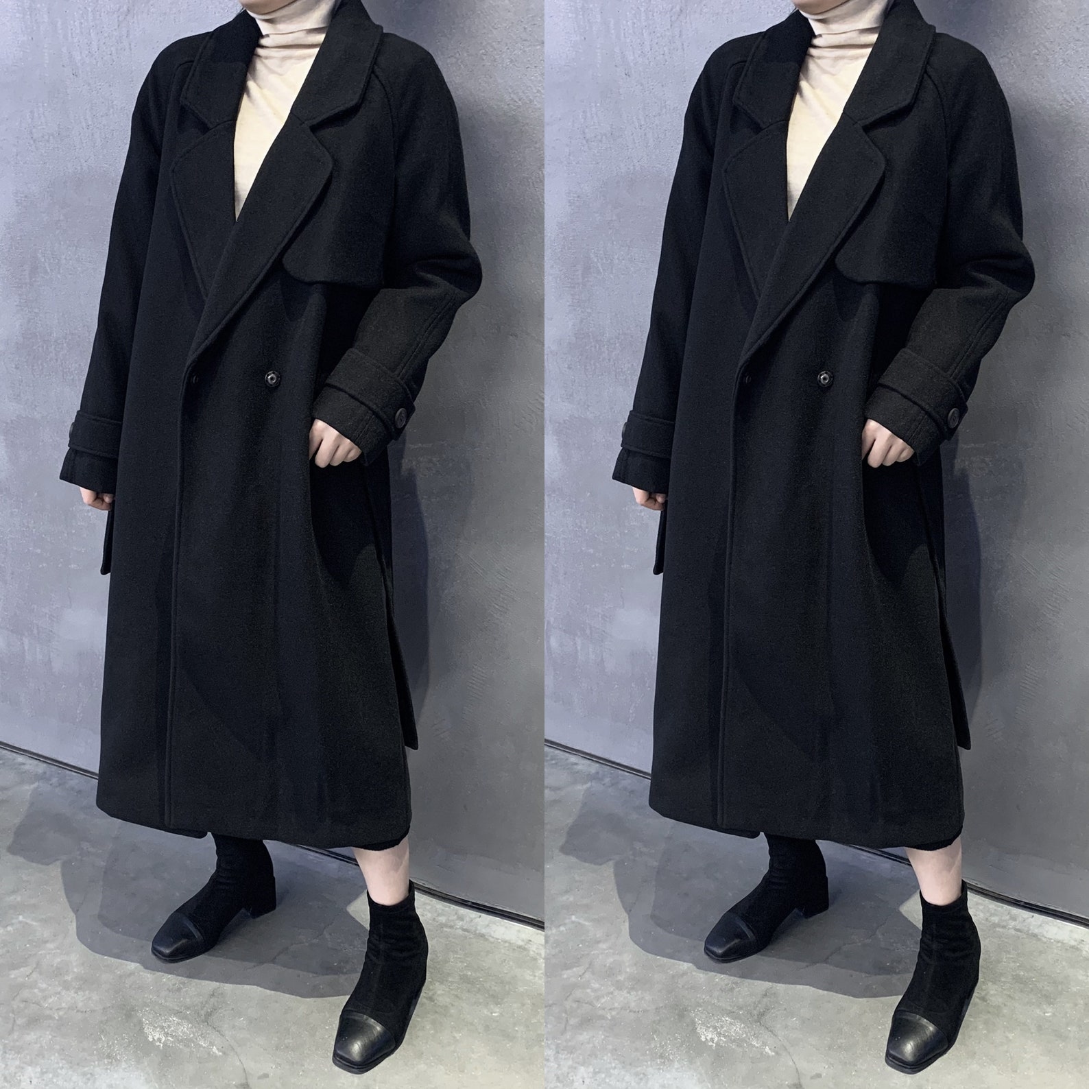 Black Woolen blend CoatOvercoatWomen Coat JacketTrench Etsy