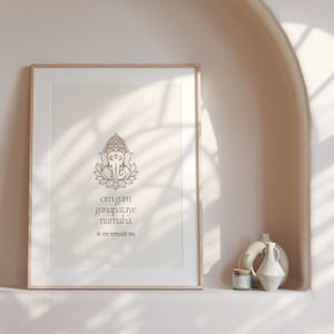Om Gam Ganapataye Namaha Poster, Ganesha Mantra, Hindu Wall Art, Spiritual Decor for Meditation & Yoga Room, Digital Download, PDF