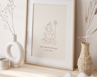 Om Namah Shivaya Poster, Shiva Mantra Art, Hindu Wall Art, Spiritual Decor for Meditation & Yoga Room, Digital Download PDF