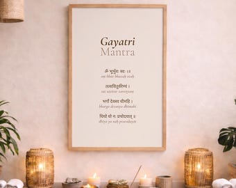 Gayatri Mantra Print, Meditation Poster for Yoga Studio Decor (Digital Download)