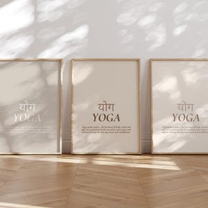 Yoga Poster, Bedeutung von Yoga, spirituelle Wandkunst, Achtsamkeit Deko, Geschenkidee für Yogis, Sanskrit, Yoga Studio Deko, minimalistisch