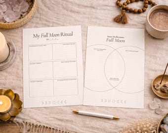 Full Moon & New Moon Ritual Pages | Reflection Journaling Printable | PDF