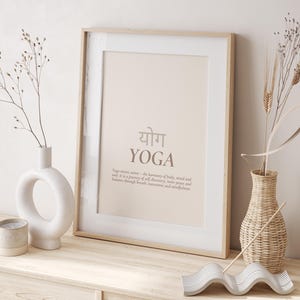 Yoga Poster, Bedeutung von Yoga, spirituelle Wandkunst, Achtsamkeit Deko, Geschenkidee für Yogis, Sanskrit, Yoga Studio Deko, minimalistisch