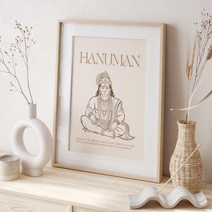 Hanuman Poster, Hindu Affengott, Hinduismus Illustration, spirituelle Kunst, Yoga Poster, digitale Wandkunst, Meditation, Yogastudio, Deko