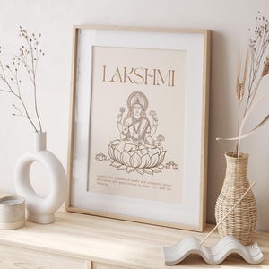 Lakshmi poster, Hindu art, goddess Lakshmi illustration, spiritual wall art, wealth and prosperity, Indian decor, devine, hindu deity, print
