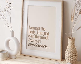 Spiritual Quote Poster, I Am Pure Consciousness, Energy and Spirituality Art, Mindfulness Wall Art, Meditation Poster, Yogastudio Deko, PDF