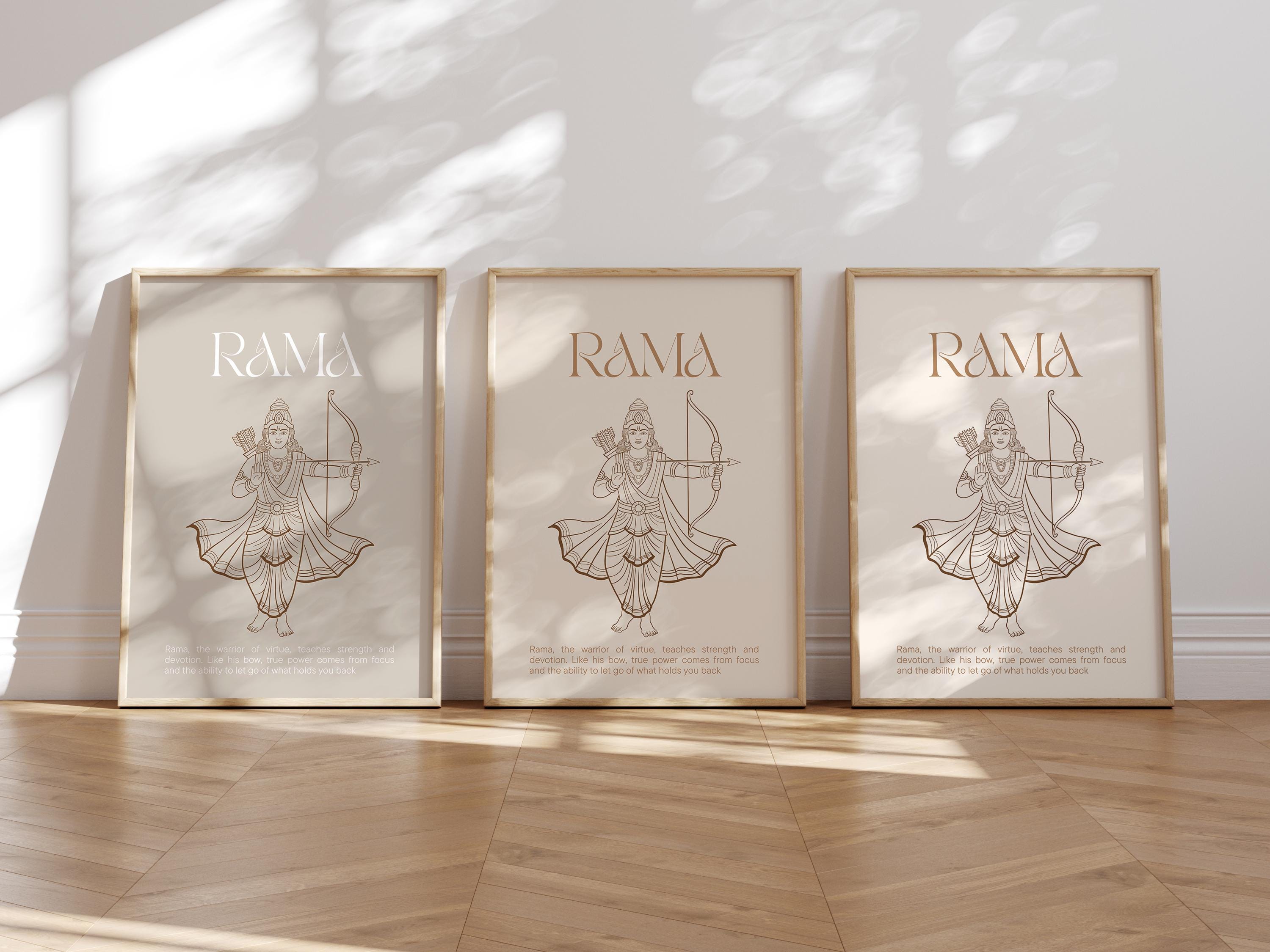 Rama Poster, Om Sri Ramaya Namaha, Hindu God Illustration, Sanskrit ...