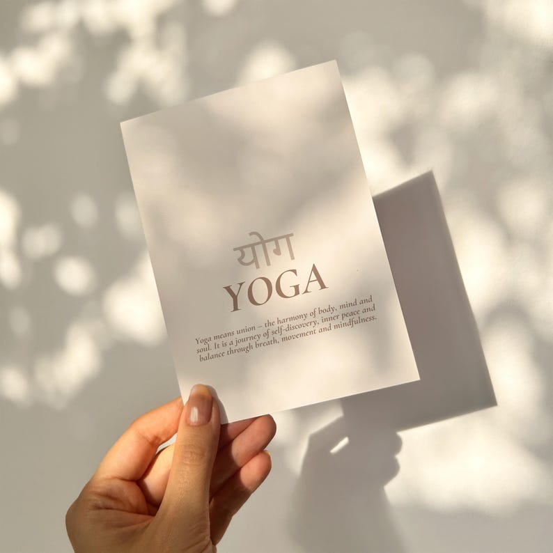 Yoga Poster, Bedeutung von Yoga, spirituelle Wandkunst, Achtsamkeit Deko, Geschenkidee für Yogis, Sanskrit, Yoga Studio Deko, minimalistisch
