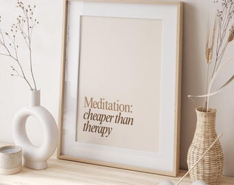 Yoga Poster, Meditation Poster, Funny Yoga Wall Art for Meditation, Mindfulness & Inspiration, Yogi Gift Idea, Spiritual Yoga Decoration
