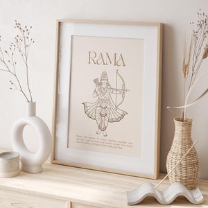 Rama Poster, Om Sri Ramaya Namaha, Hindu God Illustration, Sanskrit Mantra, Spiritual Wall Art,Yoga Decor,Indian Spirituality,Rama Art Print