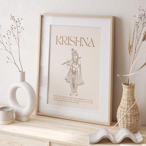 Krishna Poster, Hare Krishna, Hindu God Art, Spiritual Wall Decor, Sanskrit Mantra, Indian Illustration, Yoga Inspiration, Krishna Design