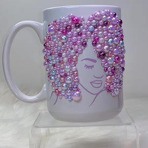 Tess- African American woman bling mug| Custom bling mug gift| Personalized coffee mug| Rhinestone mug| Afro girl bling mug| Gifts for her