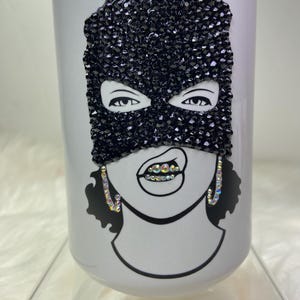 Layla- Sassy African American woman bling mug| Custom bedazzled mug gift| Personalized coffee mug| Woman with hat bling mug| Rhinestone mug