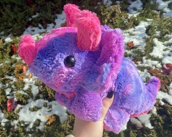 HANDMADE Custom Triceratops | 13" | Stuffed Animal | Plush Toy | Art Doll Stuffie | Dinosaur Prehistoric Reptile | Personalized Gift Idea