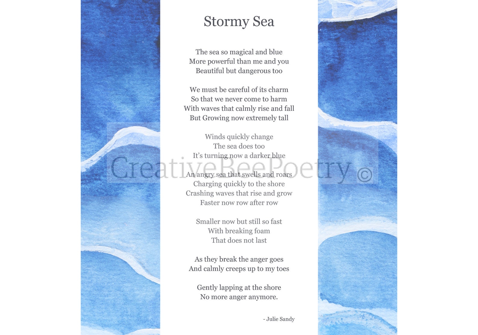 Stormy Sea A Beautifully Wriitten Unique Piece Of Poetry Gift 