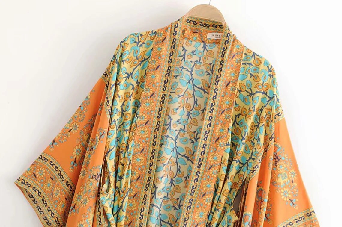 Bohemian Kimono Coat Jacket Cardigan Hippie Vintage | Etsy