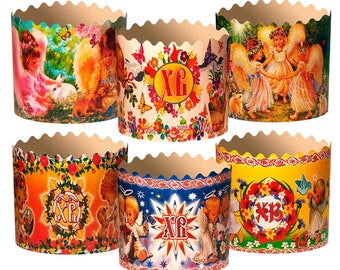 Ukrainische OSTERN Brot Backform für Ostern kulich 6 Kuchen 500g mit Engel Design, Backformen Set aus der Ukraine