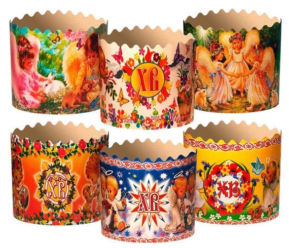 Set of 6 pcs Paper form for baking Easter Paska Kulich Panettone Cakes+GIFT 