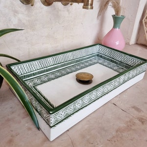 Lavabo de cerámica marroquí hecho a mano: diseño de escamas de pez