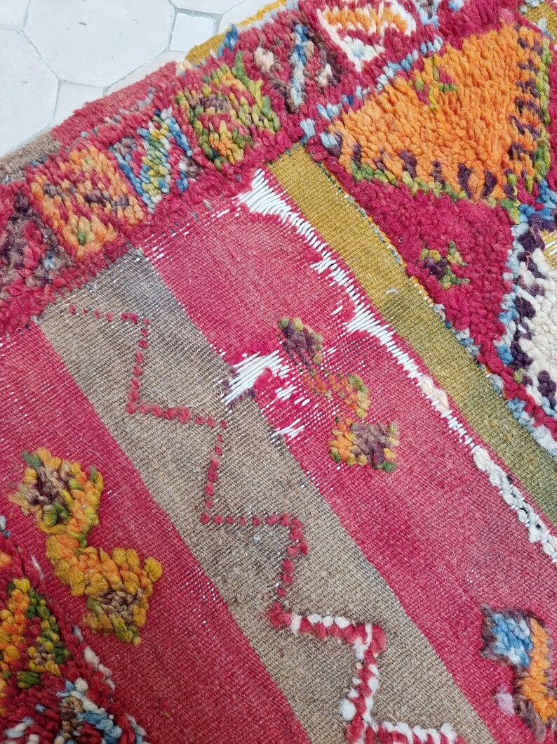 Moroccan Vintage Taznakht Rug Handwoven Berber Carpet 78x 55 Inches
