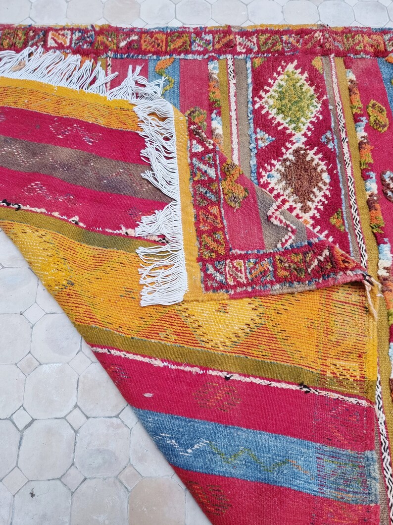 Moroccan Vintage Taznakht Rug Handwoven Berber Carpet 78x 55 Inches