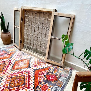 Moroccan Vintage Window For antique view | Unique Blend of Vintage Iron Grid and Wood, and Cultural Significance | Antique Wood Window |