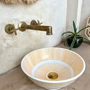 Moroccan washbasin sink, 100% handmade, handpainted, Bathroom and kitchen decoration, ceramic sink, Soft Swan design, Free shipping.